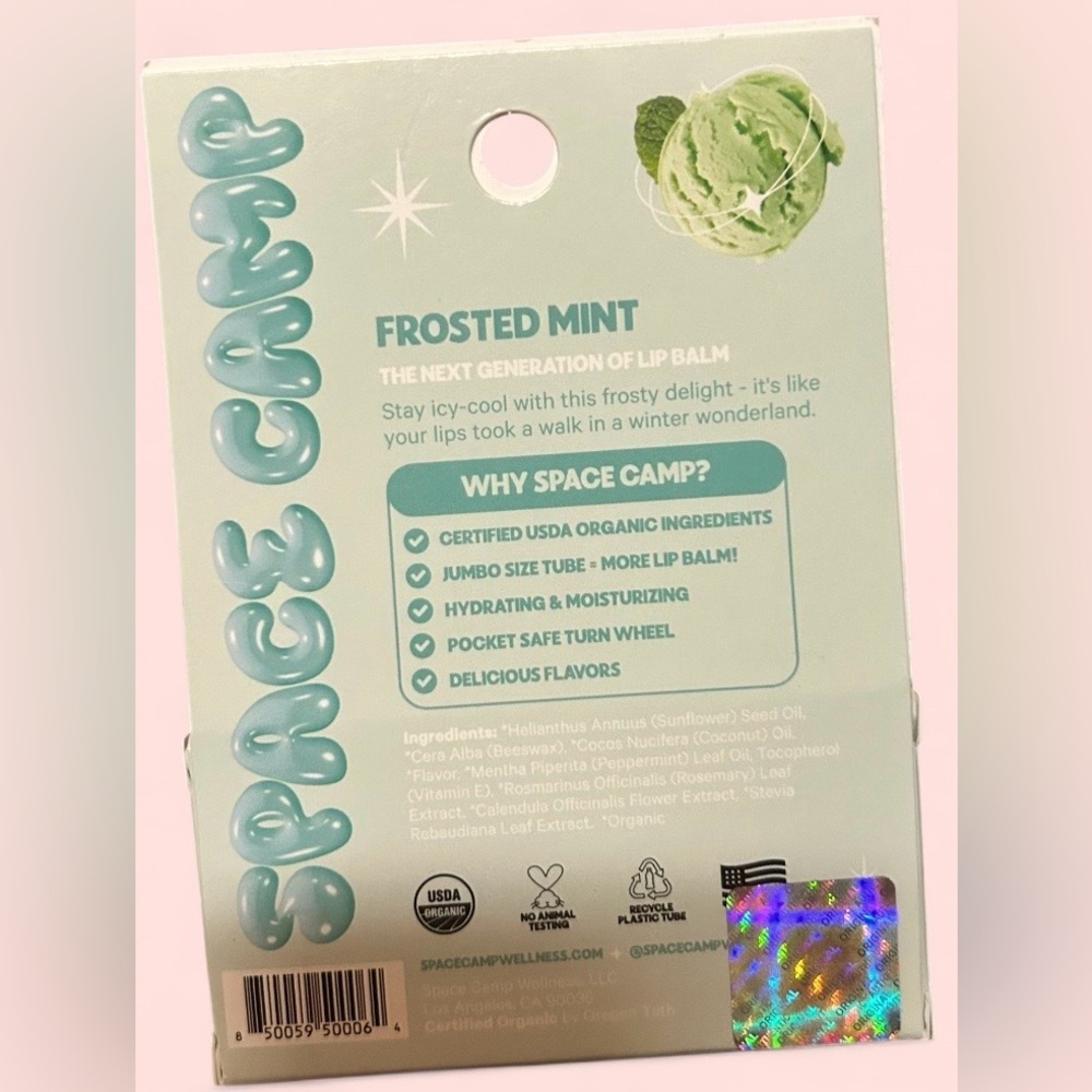 Space Camp Organic Lip Balm Frosted Mint Bundle | 4 Total (2× 2-Packs) | New - Picture 3 of 8